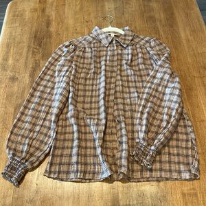 Max Studio size Small flannel shirt Brown and black plaid